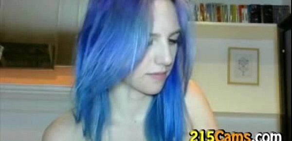  Blue Haired Girl Plays with Tits Livesex Live Video